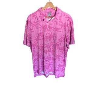 Chubbies Polo Pink Palm Leaf Performance Stretch Golf - Men's M